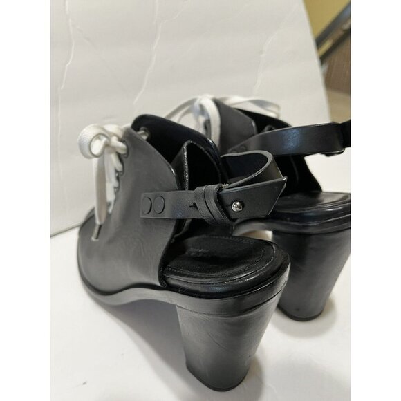 Rag & Bone Trafford Lace-Up Booties Black Leather size 6-1/2 Open Toe sling back - Picture 8 of 11